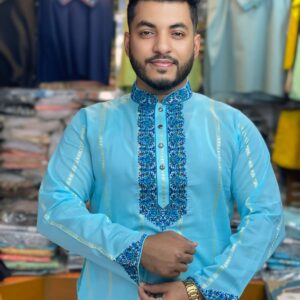 অরিজিনাল মাঙ্গলাম ধুতি কটন এমব্রয়ডারি পাঞ্জাবি [ Code-202 ]