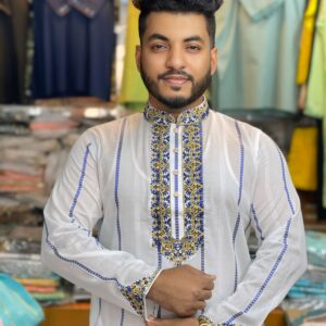 অরিজিনাল মাঙ্গলাম ধুতি কটন এমব্রয়ডারি পাঞ্জাবি [ Code-203 ]
