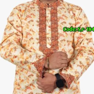প্রিমিয়াম কাতান কটন ডিজিটাল প্রিন্ট সিকুয়েন্স পাঞ্জাবি [ Code-184 ]